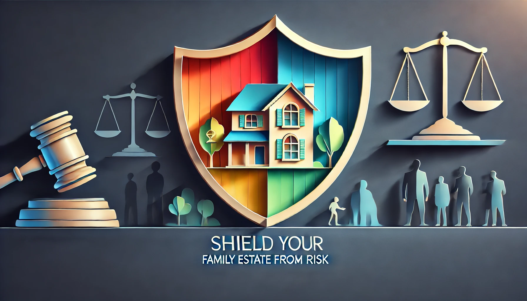 DALL·E 2025-03-27 15.59.18 - A beautifully crafted layered paper-style illustration with vivid colors. The image should depict a secure family estate, symbolizing protection from