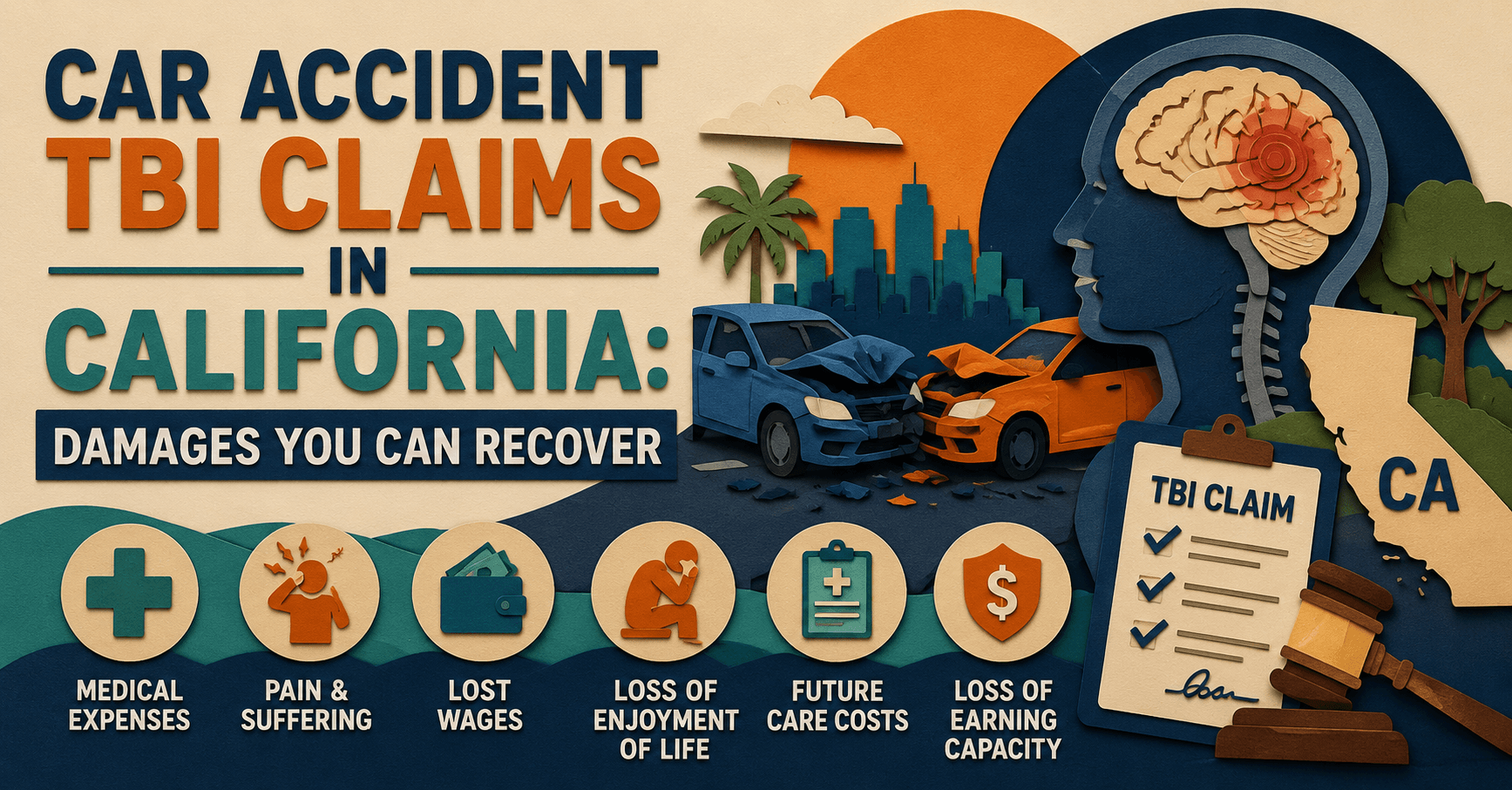 Car accident TBI claims in California