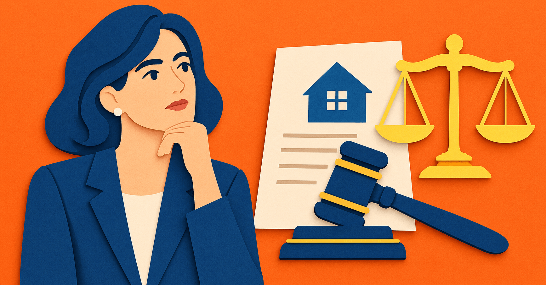 Thoughtful Attorney Amid Estate Law Symbols